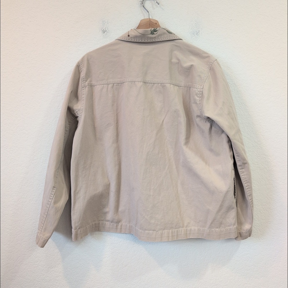 Tantrums Womens XXL Tan Cotton Floral Embroidered Jacket Boho Cottagecore Granny - Picture 4 of 8